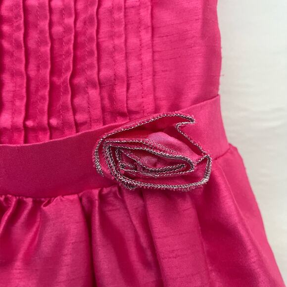 LILLY WICKET Party Girls Dress Sz 4 Hot Pink Rosette Pleats Sleeveless Tie Tulle - Picture 2 of 8